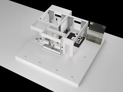 Modern Commercial Equipment Layout In Architectural Model With Interior Design Elements 3d model