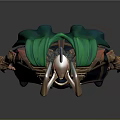 3D Rendered Loki Character Model With Green Gold Cape Horned Helmet And Detailed Armor