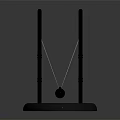 Modern Decorative Ornament Set With Black Arched Frame Hanging Metal Balls And Circular Base