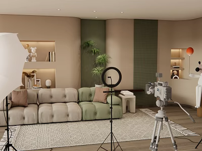 Luxury Home Theater Room With Comfortable Sofa Projector And Lighting Setup 3d model