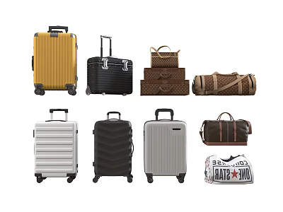Assorted Luggage and Travel Bags with Spinner Suitcases Hardshell Cases Patterned Handbags and Duffel Bags 3d model