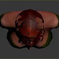 3D Rendered Female Character With Red Hair Green Off Shoulder Outfit And Green Earrings