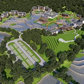 Ancient Architecture Surrounded by Water Areas Lush Green Spaces and Trees in Scenic Landscape