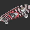 Stylish Skateboard with Zebra Pattern Skull Red Bandana and White Wheels