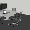 Modern Conference Table With Ergonomic Chairs Laptop Folder And Large Monitors Setup 3d model