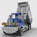 Building Blocks Dump Truck Toy With Blue Cab Gray Bed And Wheels
