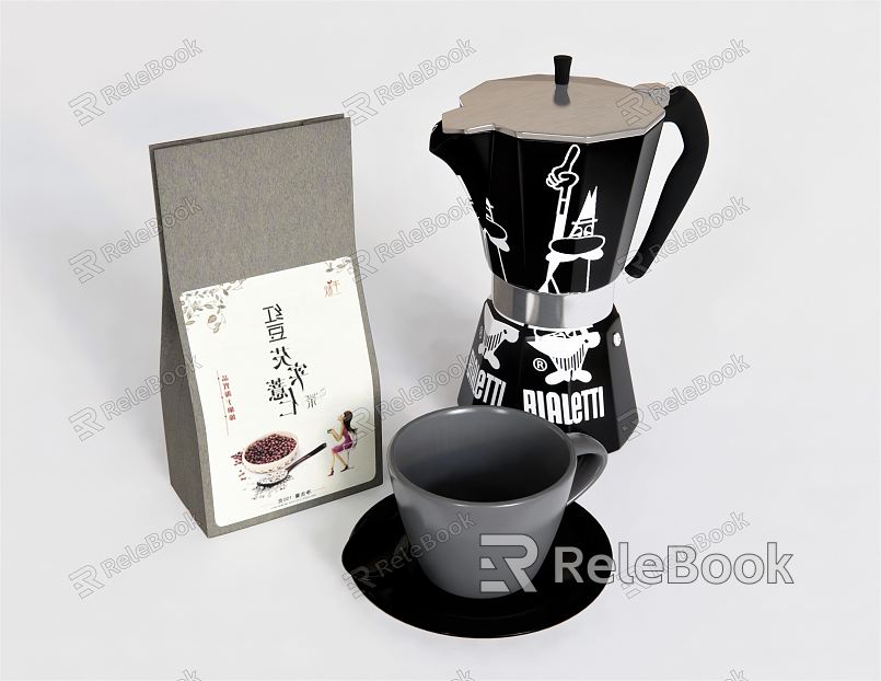 Modern Coffee Cup Tableware Tea Cup Saucer Coffee Bean Mocha Pot Coffee Pot model