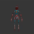 Blue Cybernetic Robot Featuring Mechanical Body Orange Core And Limb Structure