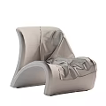 Brown Velvet Accent Chair With Modern Curved Design And Striped Throw Pillow