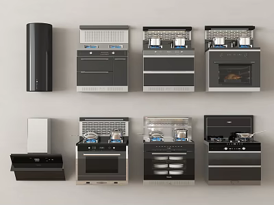 Stove Integrated Stove Side Range Hood 3d model