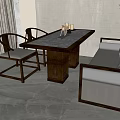 New Chinese Dining Table and Chair Combination 3d model