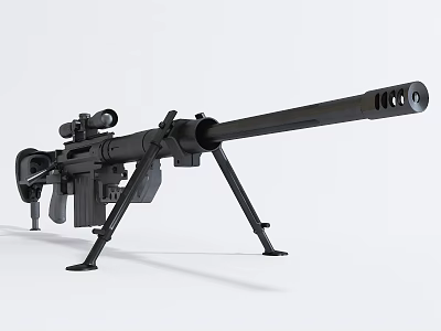 Black Sniper Rifle with Scope Bipod Long Barrel and Magazine 3d model