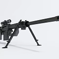 Black Sniper Rifle with Scope Bipod Long Barrel and Magazine 3d model
