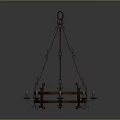 Vintage Iron Chandelier Furniture with Hanging Chains and Circular Candle Holders Design