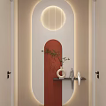 Cream Simple Style Arc Light Strip Grille Corridor End View Entrance 3d model