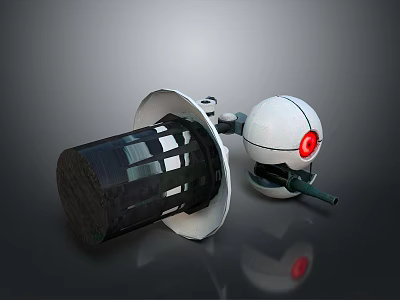 Industrial Mechanical Equipment With Black Cylindrical Structure White Spherical Device And Red Indicator Light 3d model