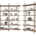 Modern Open Design Bookshelf With Decorative Books Sculptures And Vases On Shelves