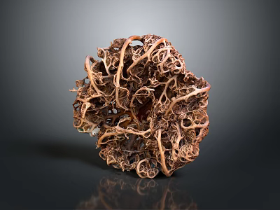 Intricate Wood And Stone Sculpture With Artistic Woven Texture Design 3d model