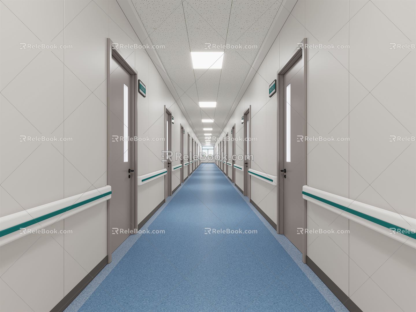 modern hospital aisle 3d model