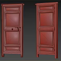 Pair of Vintage Blue Wooden Doors with Carved Patterns and Distressed Finish
