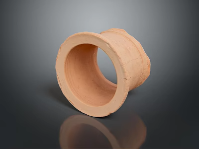 Handcrafted Clay Sculpture Circular Ring Shaped Textured Surface on Dark Background with Reflection 3d model