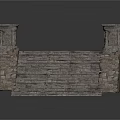 Stone Steps With Decorative Pillars On Both Sides For Architectural Design 3d model