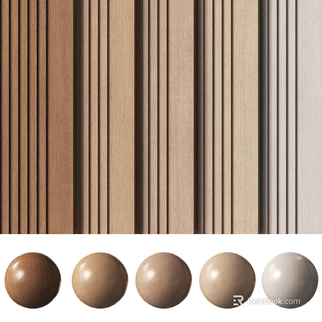 Wooden Wall Paneling With Vertical Groove Design And Neutral Color Options 3d model 