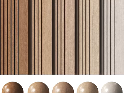 Wooden Wall Paneling With Vertical Groove Design And Neutral Color Options 3d model