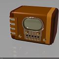 Classic Vintage Radio With Orange Red Casing Golden Knobs And Display Screen