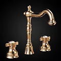 Elegant Vintage Golden Brass Faucet With Two Separate Control Handles Design