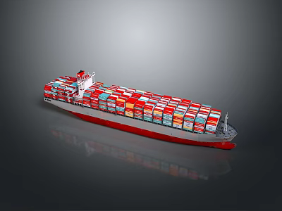 Large Container Ship Loaded With Stacked Multicolored Cargo Containers 3d model