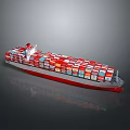 Large Container Ship Loaded With Stacked Multicolored Cargo Containers 3d model