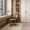 Windowsill Desk Chair Combination 3d model