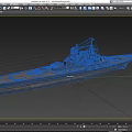 Gray Warship With Detailed Deck Turret Mast And Hull Structure Side View