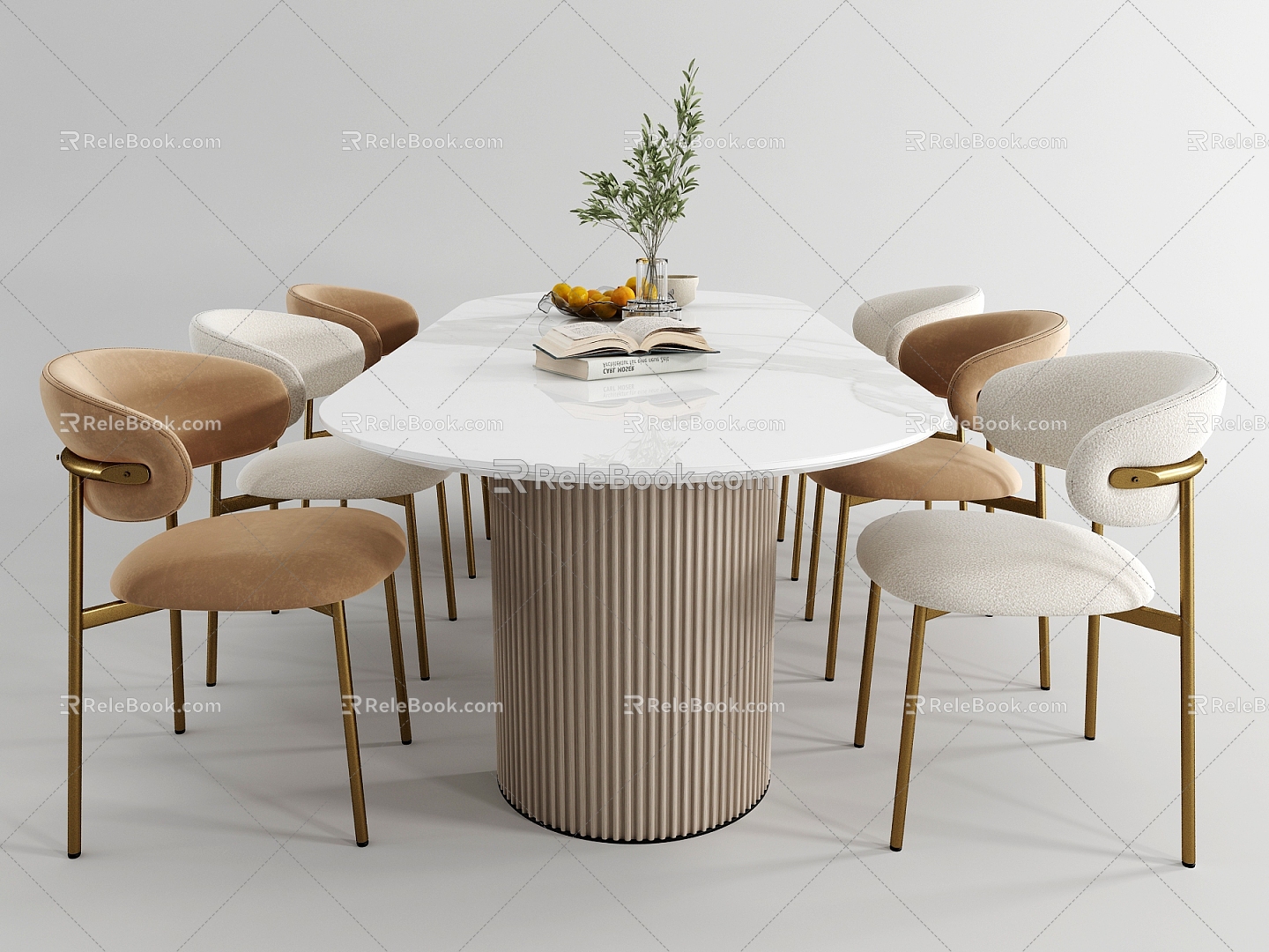 Cream wind dining table and chair model