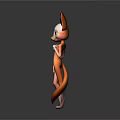 3D Anthropomorphic Fox Game Movie Character With Large Ears Orange Tail And Light Fur