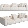 Modern three-seat sofa cream multiplayer sofa 3d model
