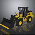 Yellow Heavy Duty Construction Loader With Large Front Bucket And Black Cab 3d model
