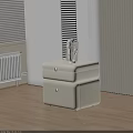 Modern Minimalist Ivory Bedside Table With Two Drawers And Decorative Sculpture On Top