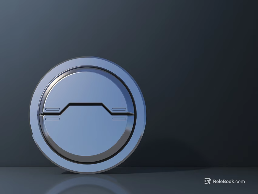 Circular Blue Public Facility Cover With Silver Rim And Smooth Surface 3d model 