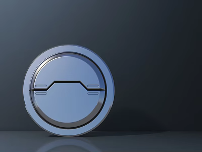 Circular Blue Public Facility Cover With Silver Rim And Smooth Surface 3d model