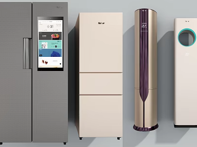Modern Refrigerators With Smart Display And Various Color Options For Home Kitchen Use 3d model