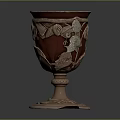 Copper Decorative Goblet With Carved Leaf Patterns And Ornate Base For Home Living