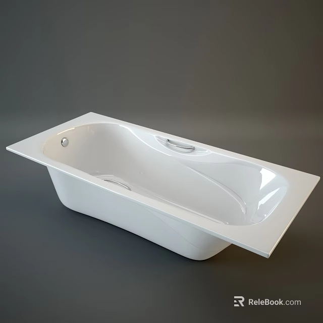 Modern White Rectangular Freestanding Bathtub With Sleek Design And Smooth Surface 3d model 