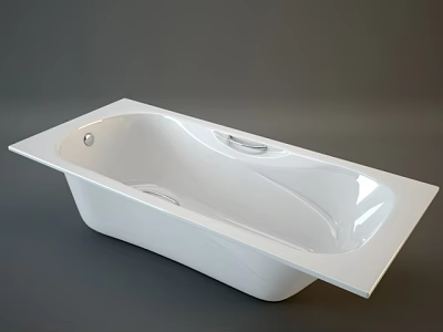 Modern White Rectangular Freestanding Bathtub With Sleek Design And Smooth Surface 3d model