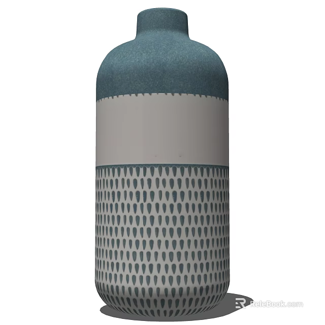 Modern Teal And Gray Vase With Grid Teardrop Patterns For Floral Decor 3d model