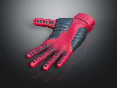 Trendy Red and Black Sport Gloves with Black Palm Design and Finger Dot Accents 3d model