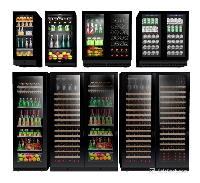 Upright Glass Door Commercial Refrigerators and Freezers for Retail Beverage 3d model 