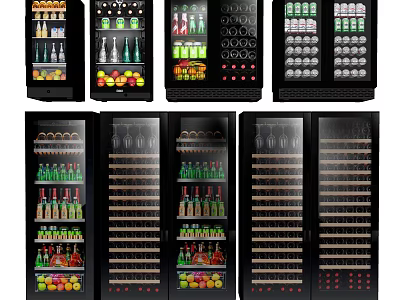 Upright Glass Door Commercial Refrigerators and Freezers for Retail Beverage 3d model