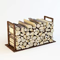 Stone Wood Split Firewood Logs Neatly Stacked On Wooden Rack